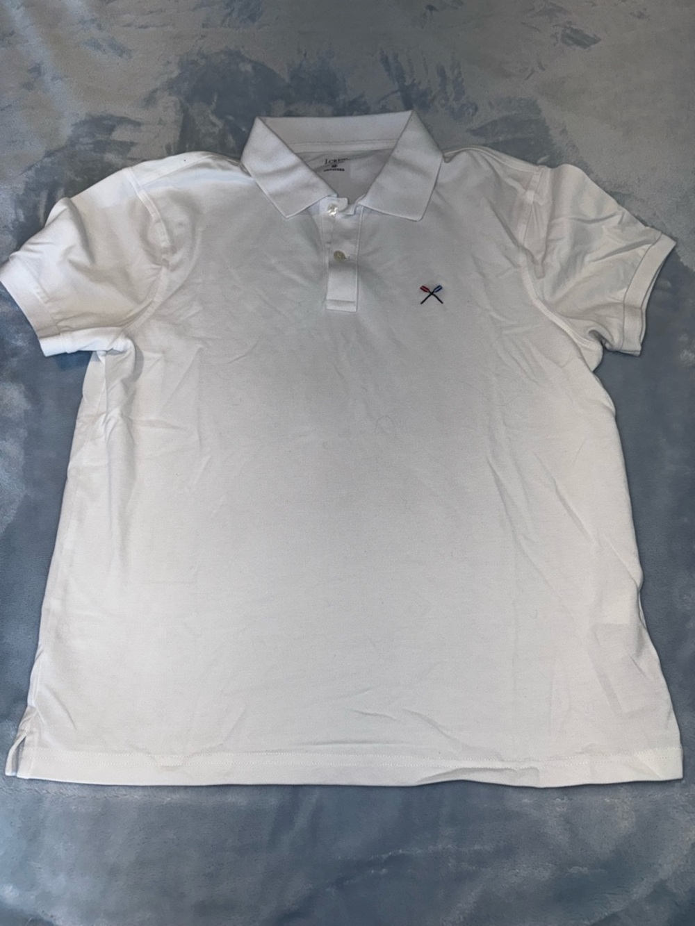 J. Crew White Polo Shirt with Small Embroidered Logo